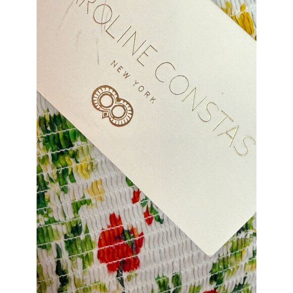 Caroline Constas Malta shirred tiered White floral-print Dress NWT - Size S - Picture 11 of 13